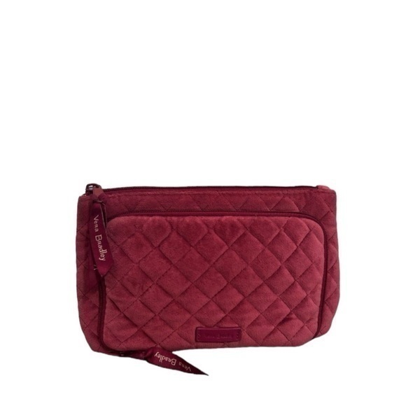Vera Bradley Handbags - Vera‎ Bradley Velvet Velour Burgundy Wine Quilted Makeup Bag Organizer